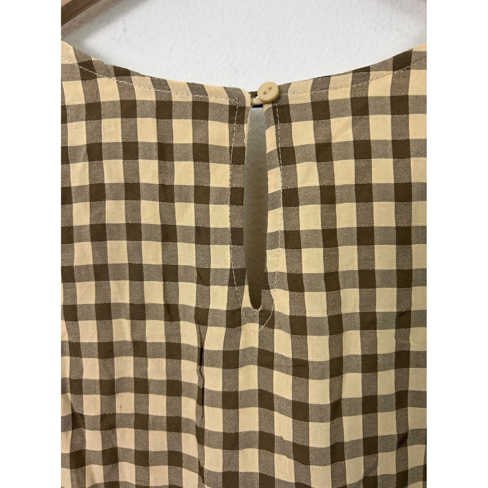Talulah‎ Womens Brown Gingham Tiered Babydoll Mini Dress Smocked Long Sleeve M - Picture 10 of 12